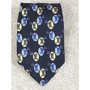 Tom James Silk Neck Tie Geometric Design Purple Blue Green 59.5"